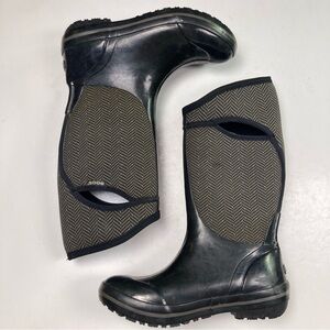 BOGS Women’s Plimsoll Black And White Herringbone Tall Rubber Rainboots
